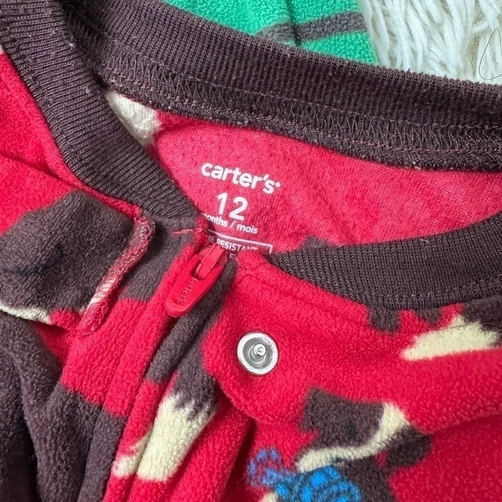 Boys Toddler 3 piece size 12 Months Footie Pajamas lot by Carters
